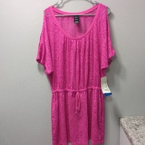 Catalina Open Weave Swim Coverup in Bright Pink